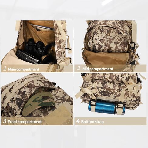 حقائب ظهر YAKEDA العسكرية التكتيكية للرجال-45L حزمة 3 أيام حقيبة ظهر للمشي لمسافات طويلة والتخييم والسفر والصيد in Kuwait