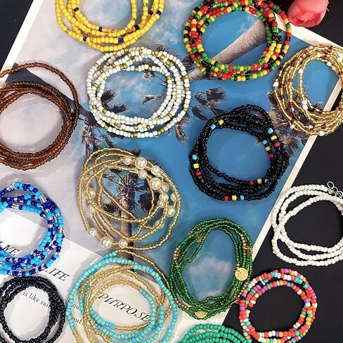 الجسم/البطن/سلسلة الخصر قابلة للتمدد للنساء مقاس كبير خرز الخصر الأفريقي حول القلادة/الخلخال/سوار المعصم مجوهرات صيفية in Kuwait