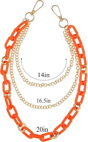 Layered Acrylic Pant Chains Orange Trousers Chains Hip Hop Jean Chain for Women and Girls (orange) in Saudi Arabia