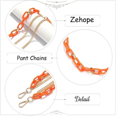 Layered Acrylic Pant Chains Orange Trousers Chains Hip Hop Jean Chain for Women and Girls (orange) in Saudi Arabia