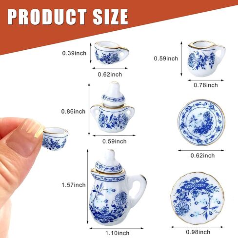 15 قطعة من أكواب الشاي الصغيرة من البورسلين، مجموعة أطباق إبريق الشاي المصغرة بمقياس 1:12، مجموعة شاي صغيرة بنمط الأزهار الرجعية لإكسسوارات مطبخ بيت الدمية ومستلزمات ألعاب الدمية in Kuwait