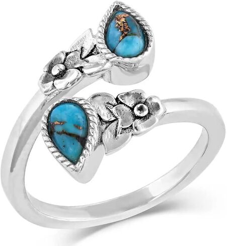 Montana Silversmiths Floral Ancestors Turquoise Wrap Ring - RG5193 in Saudi Arabia