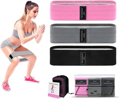 Fabric Resistance Bands for Women, Cloth Booty Bands for Working Out, Stretch Bands for Exercise, Squat Bands for Butt and Thighs/Legs, Fitness Loop Bands for Gym Home - 3 Levels Thick Wide Non-Slip in Saudi Arabia
