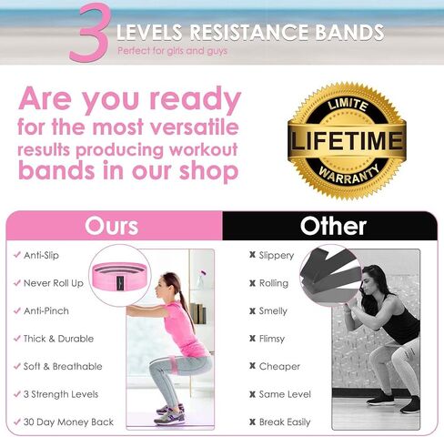 Fabric Resistance Bands for Women, Cloth Booty Bands for Working Out, Stretch Bands for Exercise, Squat Bands for Butt and Thighs/Legs, Fitness Loop Bands for Gym Home - 3 Levels Thick Wide Non-Slip in Saudi Arabia