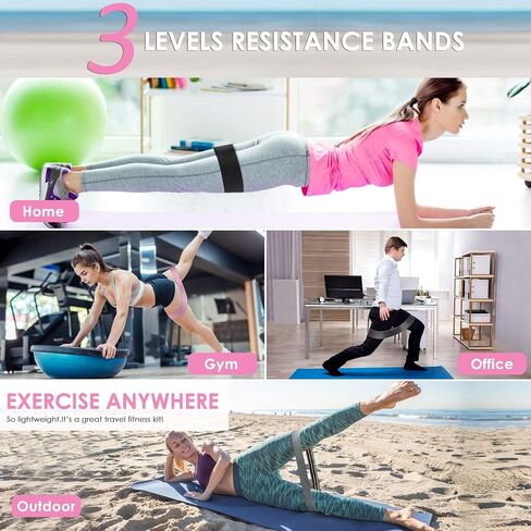 Fabric Resistance Bands for Women, Cloth Booty Bands for Working Out, Stretch Bands for Exercise, Squat Bands for Butt and Thighs/Legs, Fitness Loop Bands for Gym Home - 3 Levels Thick Wide Non-Slip in Saudi Arabia