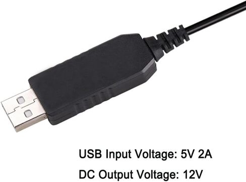 DC 5V to DC 12V USB Voltage Step Up Converter Cable, Power Supply Adapter Cable with DC Jack 5.5 x 2.5mm or 5.5 x 2.1mm, USB 5V to DC 12V Cable - 5ft [NOT Suitable for High Current Equipment] in Saudi Arabia