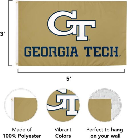 Desert Cactus Georgia Tech Flag Yellow Jackets GT Institute of Technology Flags Banners 100% Polyester Indoor Outdoor 3x5 Flag (Style Y) in Saudi Arabia