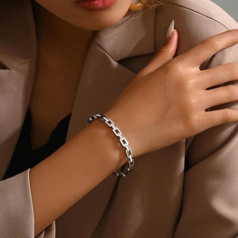 Bangle Bracelets for Women 18K Gold Plated Dainty Cubic Zironia Heart Hollow Out Honeycomb Classic Tennis Bracelet Gold Bracelets Gifts for Girls in Saudi Arabia