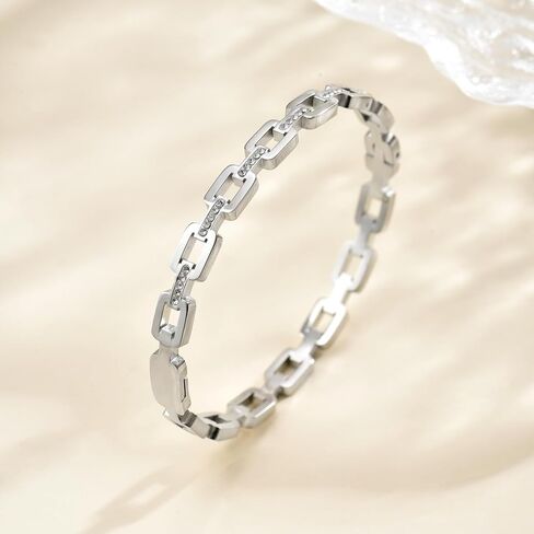 Bangle Bracelets for Women 18K Gold Plated Dainty Cubic Zironia Heart Hollow Out Honeycomb Classic Tennis Bracelet Gold Bracelets Gifts for Girls in Saudi Arabia