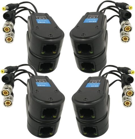 4 أزواج من Balun الفيديو السلبي مع الطاقة، ترقية 1080P - 8MP BNC إلى RJ45 جهاز إرسال واستقبال الشبكة لمسافات طويلة، كابل Cat5e Cat6 إلى محول BNC ذكر لنظام كاميرا المراقبة الأمنية CCTV in Kuwait