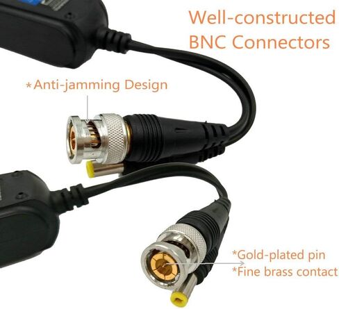 4 أزواج من Balun الفيديو السلبي مع الطاقة، ترقية 1080P - 8MP BNC إلى RJ45 جهاز إرسال واستقبال الشبكة لمسافات طويلة، كابل Cat5e Cat6 إلى محول BNC ذكر لنظام كاميرا المراقبة الأمنية CCTV in Kuwait