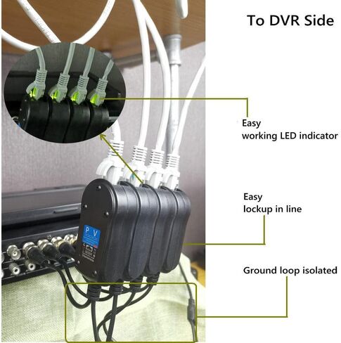 4 أزواج من Balun الفيديو السلبي مع الطاقة، ترقية 1080P - 8MP BNC إلى RJ45 جهاز إرسال واستقبال الشبكة لمسافات طويلة، كابل Cat5e Cat6 إلى محول BNC ذكر لنظام كاميرا المراقبة الأمنية CCTV in Kuwait