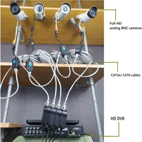 4 أزواج من Balun الفيديو السلبي مع الطاقة، ترقية 1080P - 8MP BNC إلى RJ45 جهاز إرسال واستقبال الشبكة لمسافات طويلة، كابل Cat5e Cat6 إلى محول BNC ذكر لنظام كاميرا المراقبة الأمنية CCTV in Kuwait