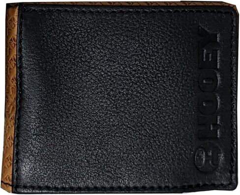 محفظة رجالية من الجلد ثنائية الطي من HOOEY (طبقة سوداء من نسيج السلة - بني) in Kuwait