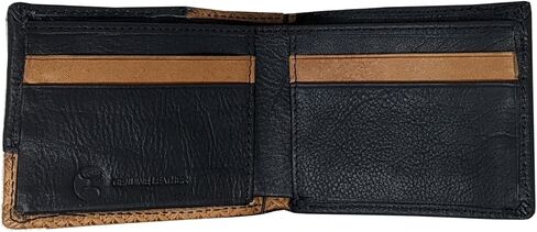 محفظة رجالية من الجلد ثنائية الطي من HOOEY (طبقة سوداء من نسيج السلة - بني) in Kuwait