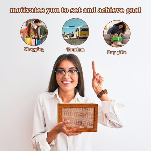 Piggy Bank for Kids Adults Wooden Money Box with Built-in Challenge - Fun and Motivational Cash Saving Box for Kids and Adults, Best Gift for Friends（$10000） in Saudi Arabia