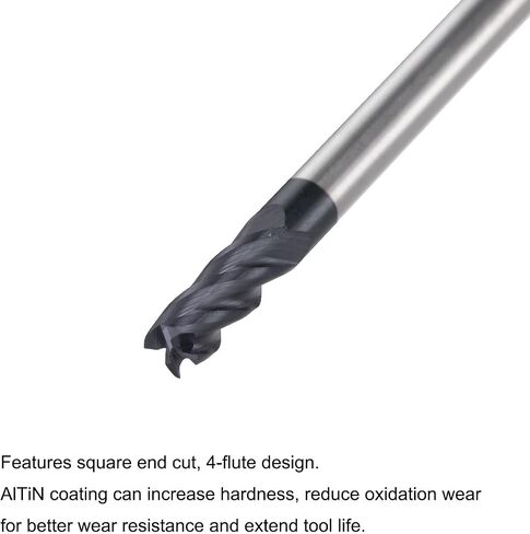 uxcell Square Nose End Mill, 5mm Tip Dia Solid Carbide AlTiN Coated CNC Router Bits 4 Flute Spiral Milling Cutter HRC45 with 5mm Shank 50mm (2-inch) Length in Saudi Arabia