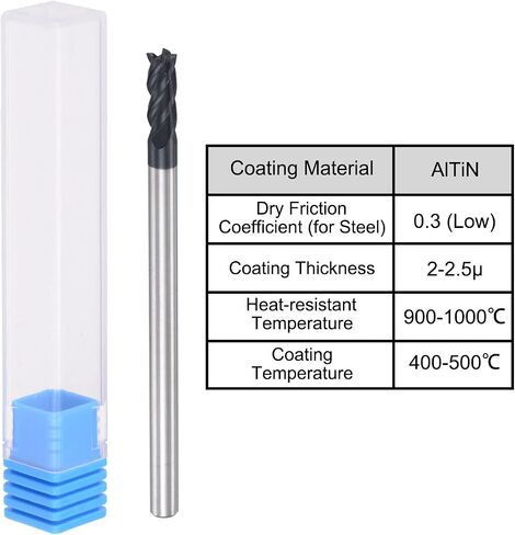 uxcell Square Nose End Mill, 5mm Tip Dia Solid Carbide AlTiN Coated CNC Router Bits 4 Flute Spiral Milling Cutter HRC45 with 5mm Shank 50mm (2-inch) Length in Saudi Arabia