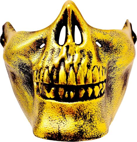 KatchOn, Gold Half Skull Mask for Halloween - Gold Skull Mask for Men, Women | Scary Masks, Halloween Masks for Adults | Halloween Half Face Mask | Golden Skeleton Mask for Halloween Costume Party in Saudi Arabia