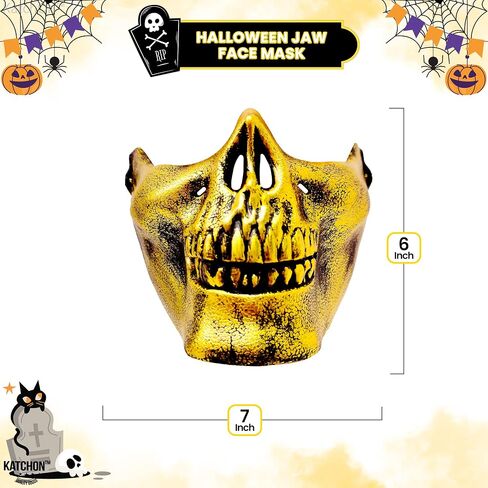 KatchOn, Gold Half Skull Mask for Halloween - Gold Skull Mask for Men, Women | Scary Masks, Halloween Masks for Adults | Halloween Half Face Mask | Golden Skeleton Mask for Halloween Costume Party in Saudi Arabia