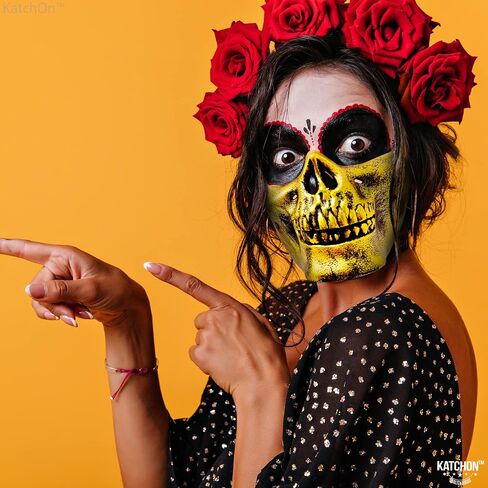 KatchOn, Gold Half Skull Mask for Halloween - Gold Skull Mask for Men, Women | Scary Masks, Halloween Masks for Adults | Halloween Half Face Mask | Golden Skeleton Mask for Halloween Costume Party in Saudi Arabia