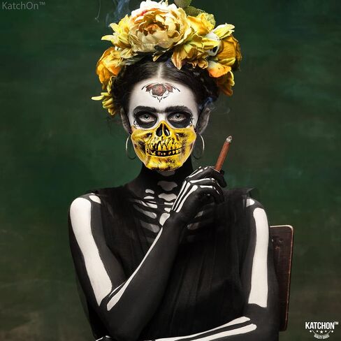 KatchOn, Gold Half Skull Mask for Halloween - Gold Skull Mask for Men, Women | Scary Masks, Halloween Masks for Adults | Halloween Half Face Mask | Golden Skeleton Mask for Halloween Costume Party in Saudi Arabia
