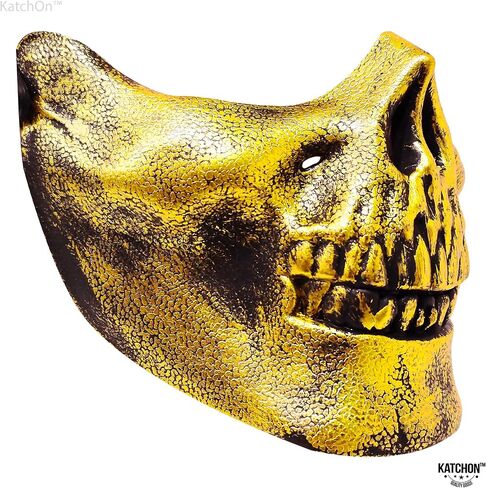 KatchOn, Gold Half Skull Mask for Halloween - Gold Skull Mask for Men, Women | Scary Masks, Halloween Masks for Adults | Halloween Half Face Mask | Golden Skeleton Mask for Halloween Costume Party in Saudi Arabia