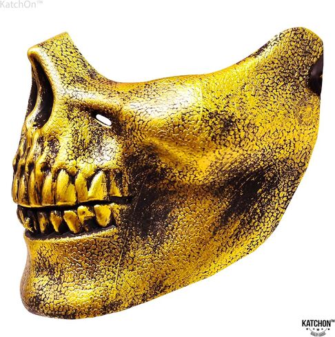 KatchOn, Gold Half Skull Mask for Halloween - Gold Skull Mask for Men, Women | Scary Masks, Halloween Masks for Adults | Halloween Half Face Mask | Golden Skeleton Mask for Halloween Costume Party in Saudi Arabia
