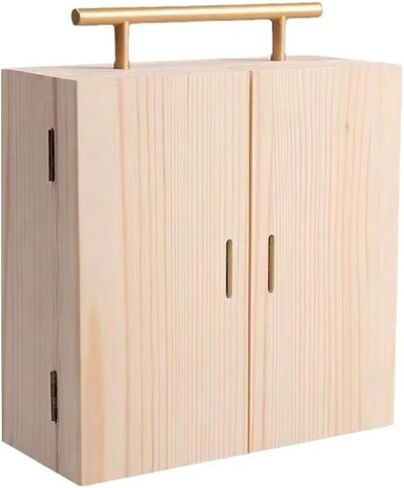 صناديق هدايا خشبية من HAN SHENG مقاس 7.7 × 7.7 × 3.5 بوصة مع مقبض بأبواب مزدوجة، صناديق هدايا خشبية غير مكتملة، حاوية تخزين خشبية غير مكتملة، صندوق هدايا لحفلات أعياد الميلاد وحفلات الزفاف in Saudi Arabia