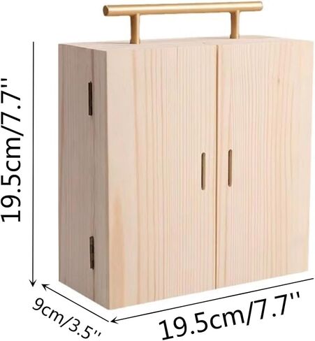 صناديق هدايا خشبية من HAN SHENG مقاس 7.7 × 7.7 × 3.5 بوصة مع مقبض بأبواب مزدوجة، صناديق هدايا خشبية غير مكتملة، حاوية تخزين خشبية غير مكتملة، صندوق هدايا لحفلات أعياد الميلاد وحفلات الزفاف in Saudi Arabia