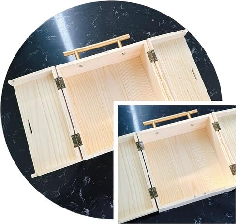 صناديق هدايا خشبية من HAN SHENG مقاس 7.7 × 7.7 × 3.5 بوصة مع مقبض بأبواب مزدوجة، صناديق هدايا خشبية غير مكتملة، حاوية تخزين خشبية غير مكتملة، صندوق هدايا لحفلات أعياد الميلاد وحفلات الزفاف in Saudi Arabia