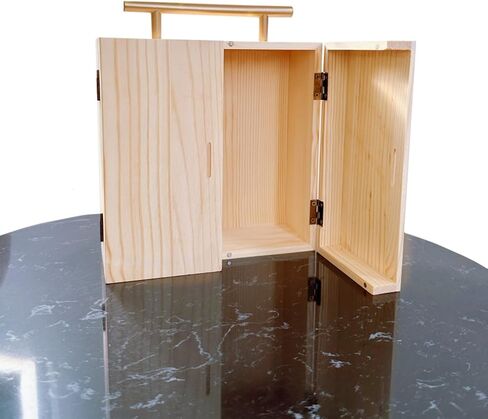 صناديق هدايا خشبية من HAN SHENG مقاس 7.7 × 7.7 × 3.5 بوصة مع مقبض بأبواب مزدوجة، صناديق هدايا خشبية غير مكتملة، حاوية تخزين خشبية غير مكتملة، صندوق هدايا لحفلات أعياد الميلاد وحفلات الزفاف in Saudi Arabia