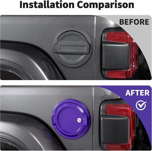 JWWY Fuel Tank Cap with Lock Lockable Key-Lock Fuel Tank Cover Locking Gas Cap Fit for 2018-2024 Jeep Wrangler JL JLU Exterior Accessories 2/4 Door Purple Aluminum Alloy in Saudi Arabia