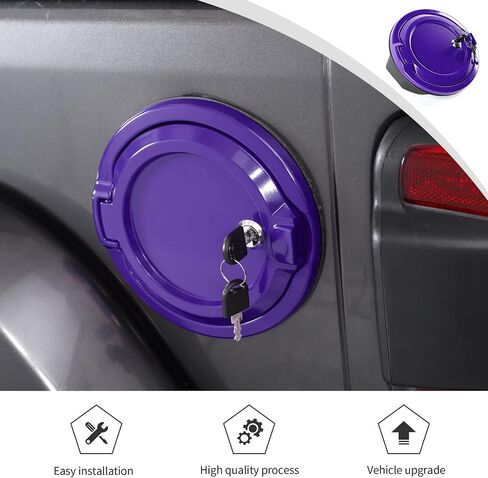 JWWY Fuel Tank Cap with Lock Lockable Key-Lock Fuel Tank Cover Locking Gas Cap Fit for 2018-2024 Jeep Wrangler JL JLU Exterior Accessories 2/4 Door Purple Aluminum Alloy in Saudi Arabia