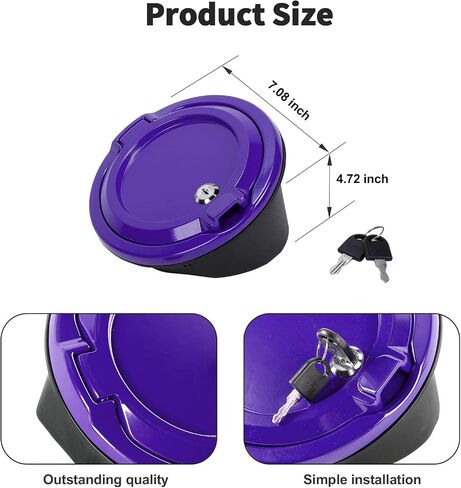 JWWY Fuel Tank Cap with Lock Lockable Key-Lock Fuel Tank Cover Locking Gas Cap Fit for 2018-2024 Jeep Wrangler JL JLU Exterior Accessories 2/4 Door Purple Aluminum Alloy in Saudi Arabia