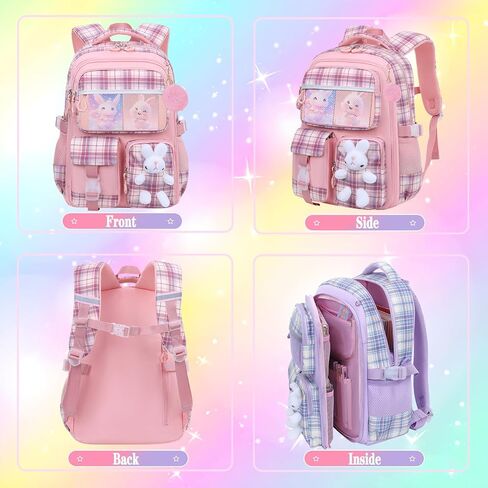 3pcs Girls Backpack,Cute Rabbit School Backpack For Kids Children With Pencil Case (Pink) in Saudi Arabia