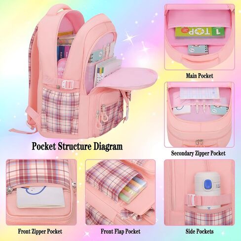 3pcs Girls Backpack,Cute Rabbit School Backpack For Kids Children With Pencil Case (Pink) in Saudi Arabia