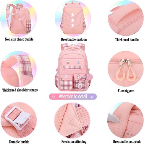 3pcs Girls Backpack,Cute Rabbit School Backpack For Kids Children With Pencil Case (Pink) in Saudi Arabia
