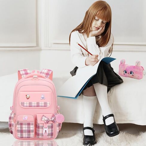 3pcs Girls Backpack,Cute Rabbit School Backpack For Kids Children With Pencil Case (Pink) in Saudi Arabia