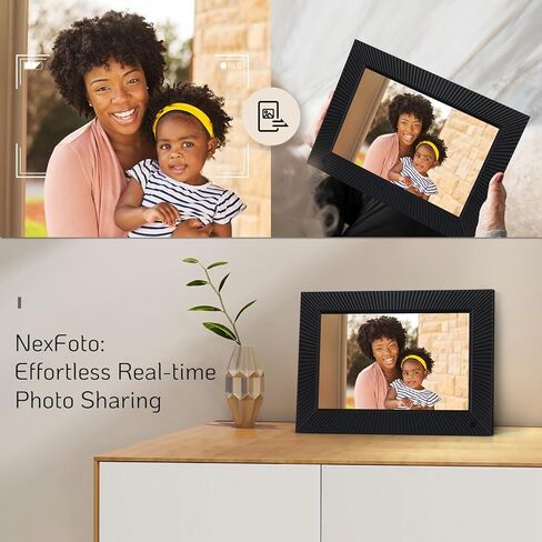 NexFoto 10.1 بوصة إطار صورة رقمي واي فاي 32 جيجابايت، إطار صور رقمي ذكي إلكتروني 1280 × 800 HD شاشة تعمل باللمس مستشعر حركة تدوير تلقائي تحميل الصور/مقاطع الفيديو عبر التطبيق/البريد الإلكتروني، هدية للأجداد in Kuwait