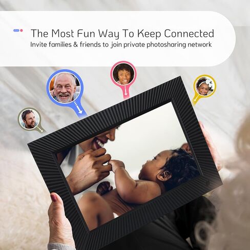NexFoto 10.1 بوصة إطار صورة رقمي واي فاي 32 جيجابايت، إطار صور رقمي ذكي إلكتروني 1280 × 800 HD شاشة تعمل باللمس مستشعر حركة تدوير تلقائي تحميل الصور/مقاطع الفيديو عبر التطبيق/البريد الإلكتروني، هدية للأجداد in Kuwait