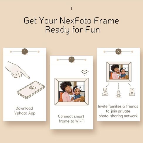 NexFoto 10.1 بوصة إطار صورة رقمي واي فاي 32 جيجابايت، إطار صور رقمي ذكي إلكتروني 1280 × 800 HD شاشة تعمل باللمس مستشعر حركة تدوير تلقائي تحميل الصور/مقاطع الفيديو عبر التطبيق/البريد الإلكتروني، هدية للأجداد in Kuwait