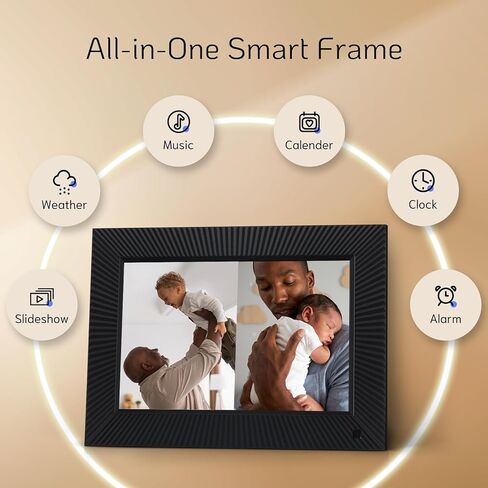 NexFoto 10.1 بوصة إطار صورة رقمي واي فاي 32 جيجابايت، إطار صور رقمي ذكي إلكتروني 1280 × 800 HD شاشة تعمل باللمس مستشعر حركة تدوير تلقائي تحميل الصور/مقاطع الفيديو عبر التطبيق/البريد الإلكتروني، هدية للأجداد in Kuwait