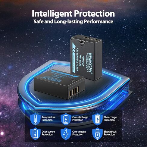 بطاريات بديلة للشحن المباشر ENEGON NP-W126/W126S USB C بقدرة 1500 مللي أمبير في الساعة (عبوتان) مع كابل شحن USB-C 2 في 1 لـ Fujifilm NP-W126 FinePix HS30EXR HS35EXR HS50EXR X-A1/E1/E2/E3/M1/Pro1/ T1/T3 in Kuwait