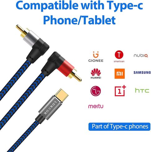 كابل LDKCOK RCA إلى USB C بطول 10 أقدام، وكابل صوت USB C إلى RCA بطول 10 أقدام، وجهاز كمبيوتر محمول إلى المنزل Y سلك مقسم مع شريحة رقمية متوافقة مع Pad Pro 2018، وGoogle Pixel 3/2/2XL MacBook Moto Z (10FT، أزرق) in Saudi Arabia