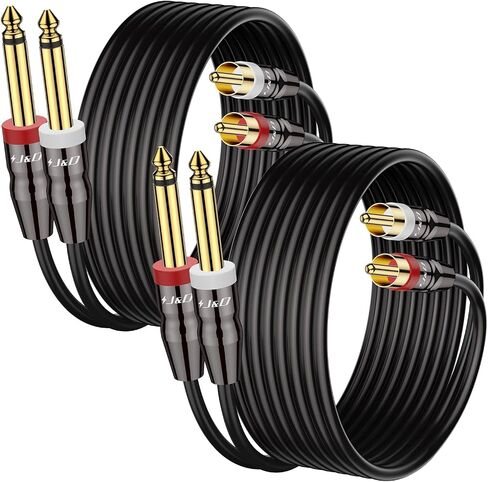 J&D Dual 1/4 Inch TS to Dual RCA Cable, 2-Pack 1/4 Male to RCA Male Adapter Stereo Audio Interconnect Heavy Duty RCA Quarter inch Cable, 6 Feet in Saudi Arabia