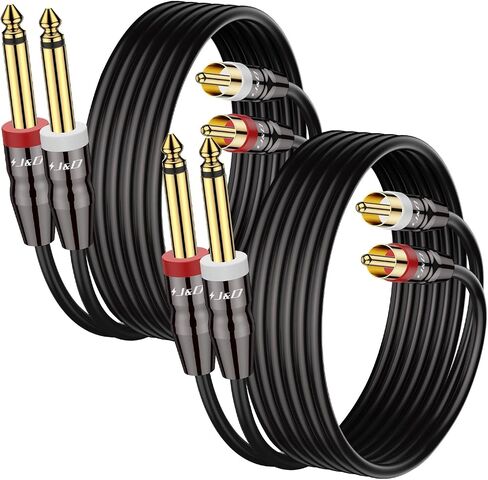 J&D Dual 1/4 Inch TS to Dual RCA Cable, 2-Pack 1/4 Male to RCA Male Adapter Stereo Audio Interconnect Heavy Duty RCA Quarter inch Cable, 6 Feet in Saudi Arabia