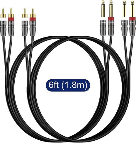 J&D Dual 1/4 Inch TS to Dual RCA Cable, 2-Pack 1/4 Male to RCA Male Adapter Stereo Audio Interconnect Heavy Duty RCA Quarter inch Cable, 6 Feet in Saudi Arabia