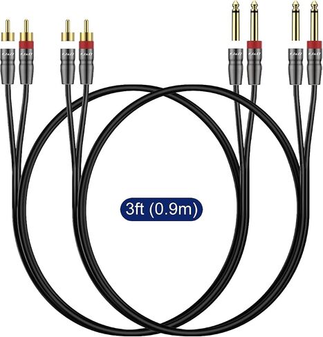 J&D Dual 1/4 Inch TS to Dual RCA Cable, 2-Pack 1/4 Male to RCA Male Adapter Stereo Audio Interconnect Heavy Duty RCA Quarter inch Cable, 6 Feet in Saudi Arabia