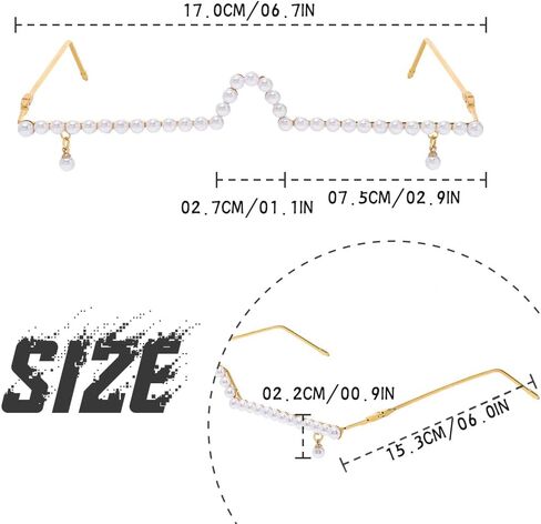 Wooee لؤلؤة الوجه سلسلة مجوهرات نصف إطار بدون عدسة نظارات مهرجان ملهى ليلي حفلة الهذيان الوجه الملحقات in Kuwait